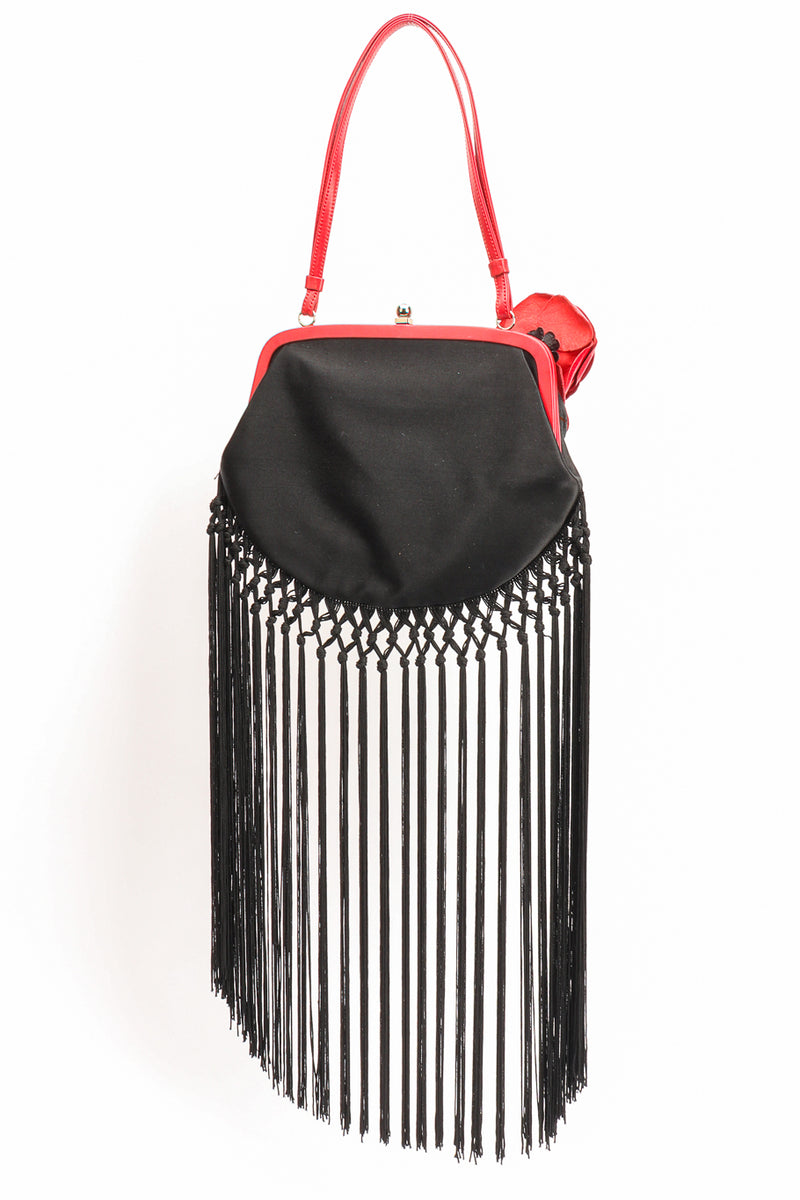 Fringe shoulder bag by Moschino on white background back of bag @recessla