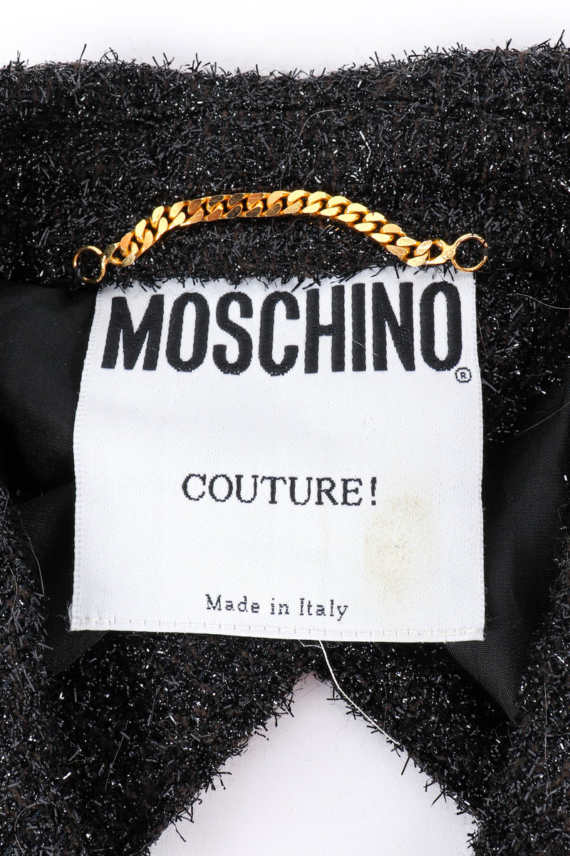 Vintage Moschino Metallic Cropped Bolero signature label closeup @recessla