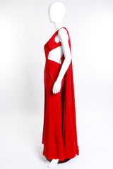 Keyhole Cut Caped Gown Naeem Khan side on mannequin @RECESS LA