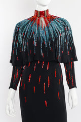 Vintage Sequin Dress and Shawl Set front view on mannequin closeup @Recessla