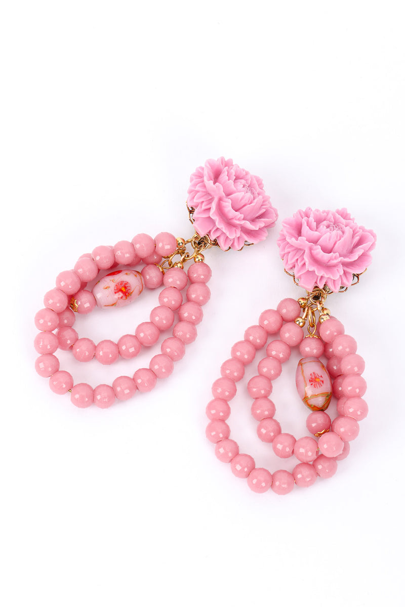 Vintage Julie Rubano Rose Bead Hoop Earrings front @recessla