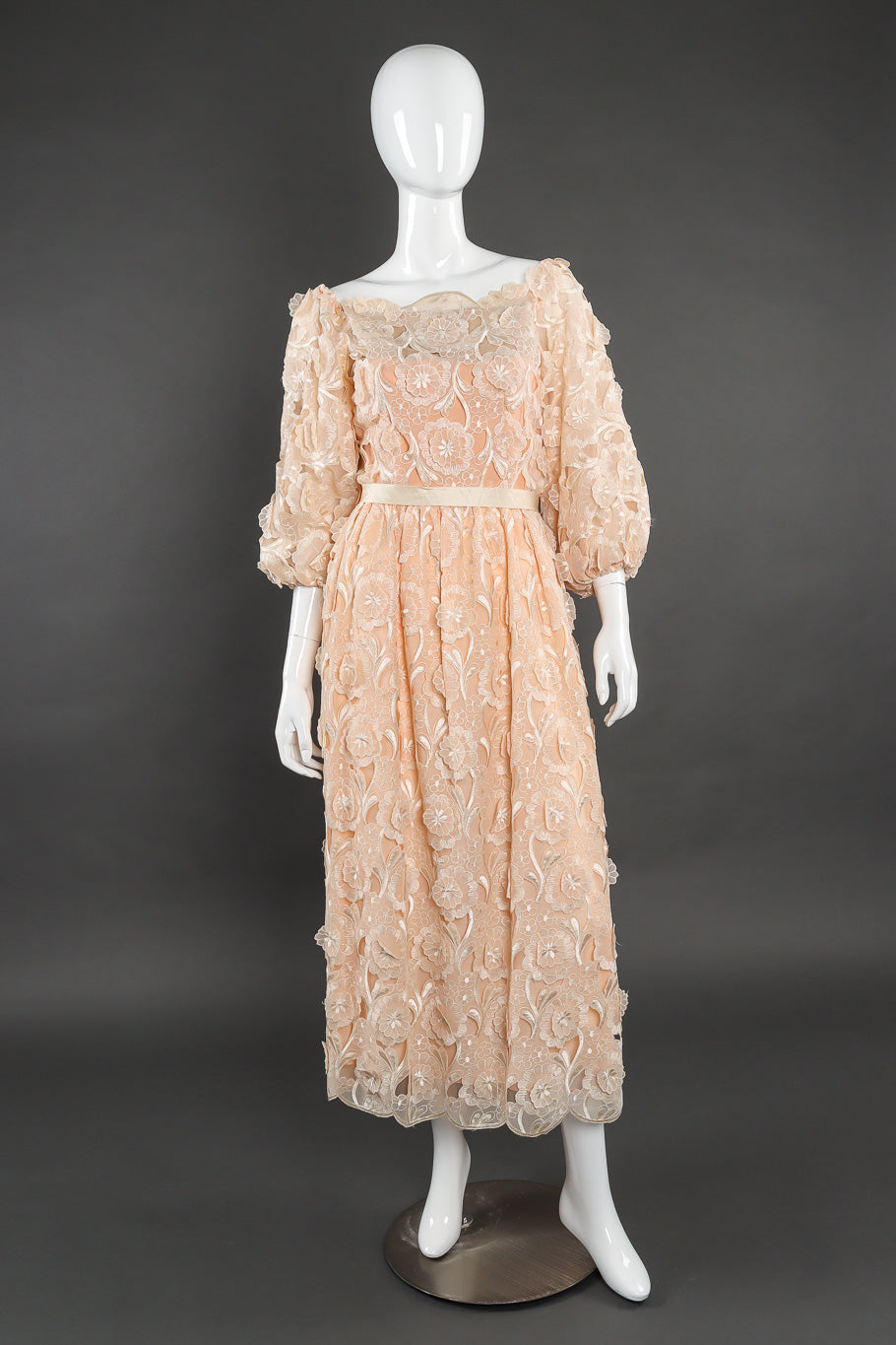 Vintage embroidered lace dress by Richilene on mannequin front @recessla