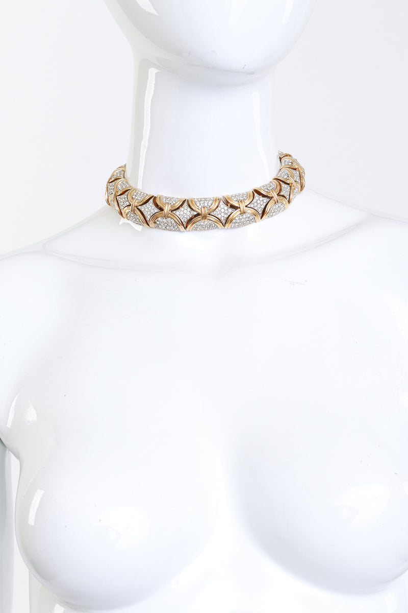 Vintage Golden Arc Crystal Contour Collar Necklace @RECESS LA