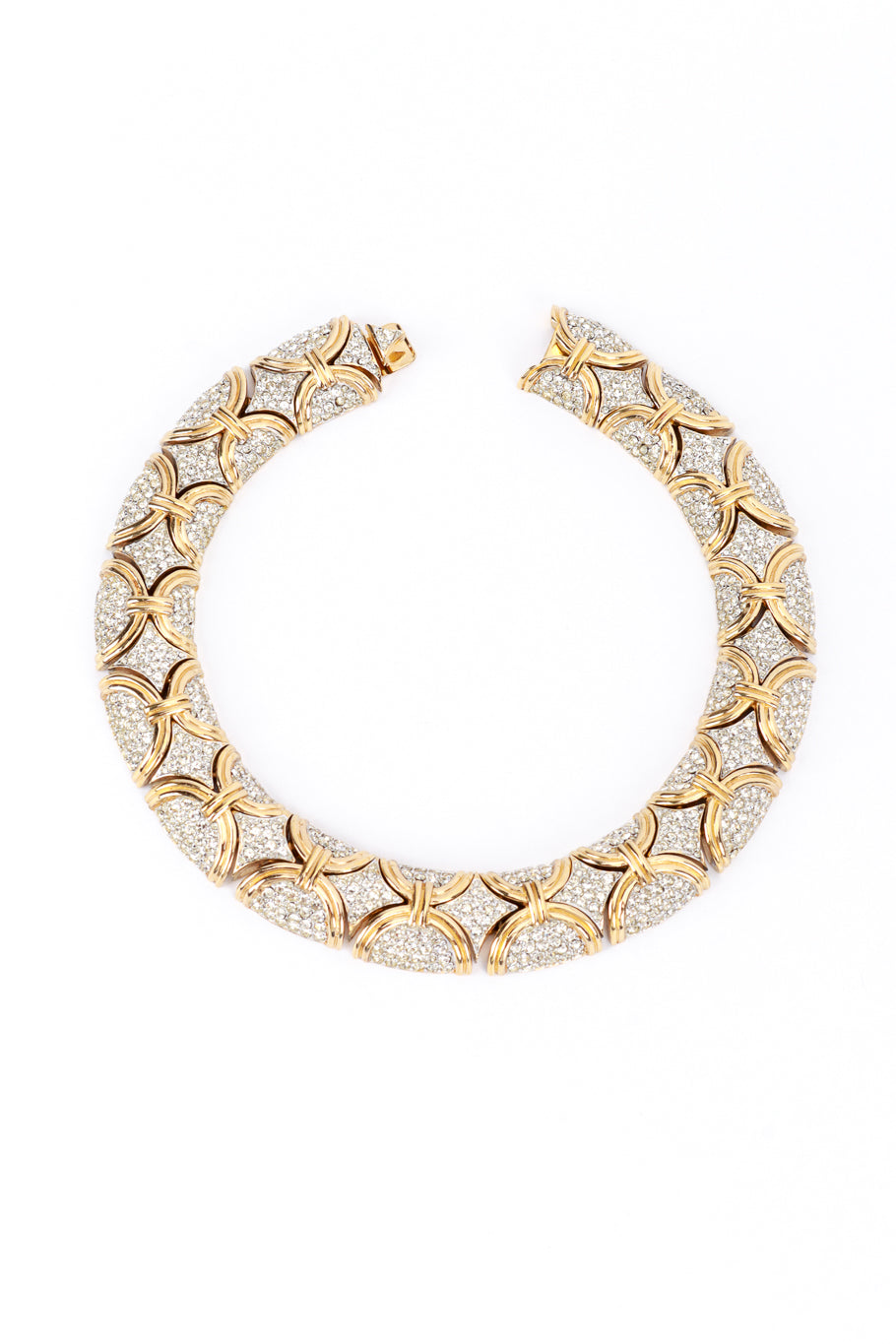 Vintage Golden Arc Crystal Contour Collar Necklace @RECESS LA