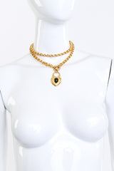 Vintage Joan Rivers Long Heart Pendant Necklace looped twice on mannequin @recess la