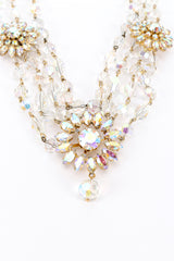 Vintage Aurora Crystal Festoon Necklace crystal flower center closeup @recess la