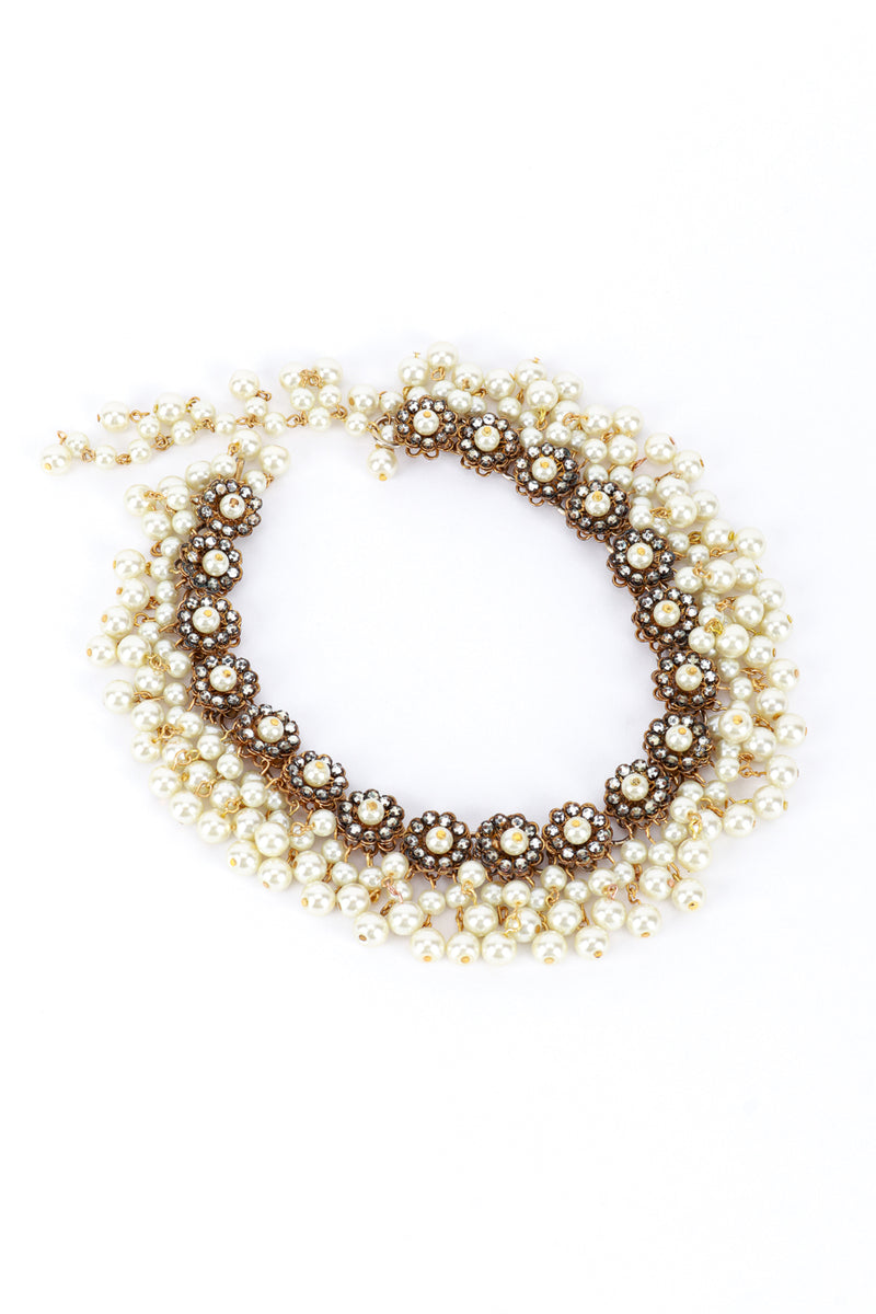 Vintage Rhinestone & Pearl Cluster Choker Necklace @RECESS LA