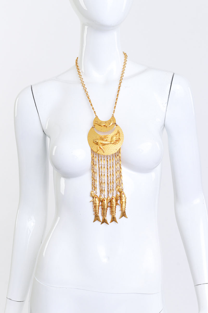 Vintage Fish Pendant & Charms Waterfall Necklace @RECESS LA