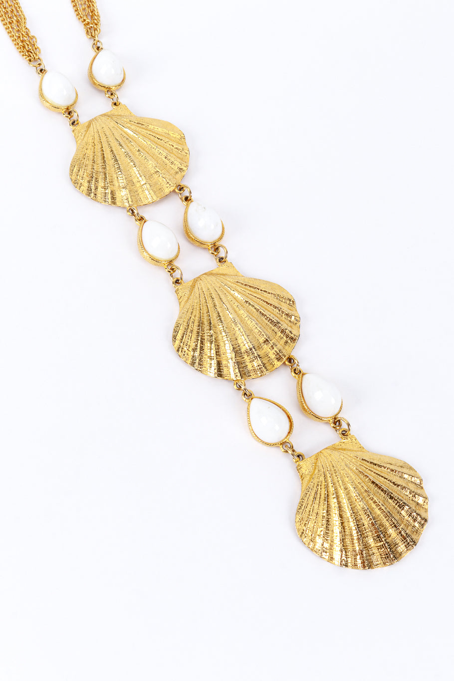 Goldette Seashell & Pearl Ladder Necklace flat lay @RECESS LA