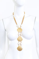 Goldette Seashell & Pearl Ladder Necklace on mannequin @RECESS LA