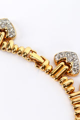 Vintage Les Bernard VO Rhinestone Heart Collar Necklace clasp closeup @recess la