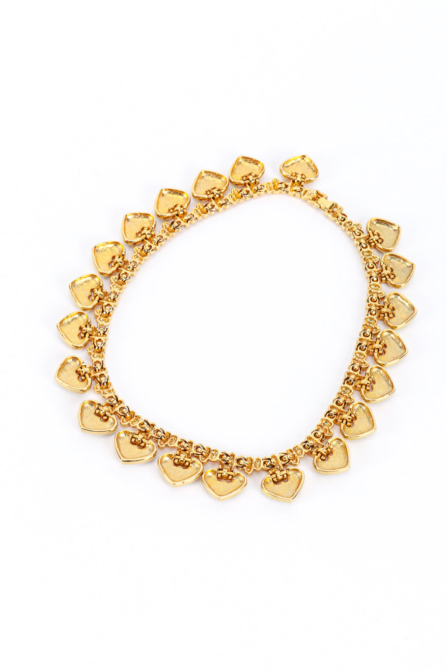 Vintage Les Bernard VO Rhinestone Heart Collar Necklace back @recess la