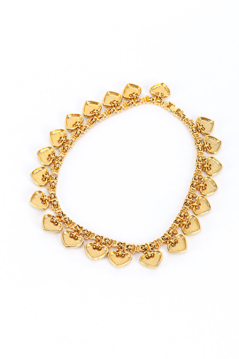 Vintage Les Bernard VO Rhinestone Heart Collar Necklace back @recess la