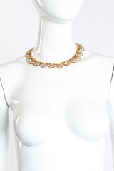 Vintage Les Bernard VO Rhinestone Heart Collar Necklace on mannequin @recess la