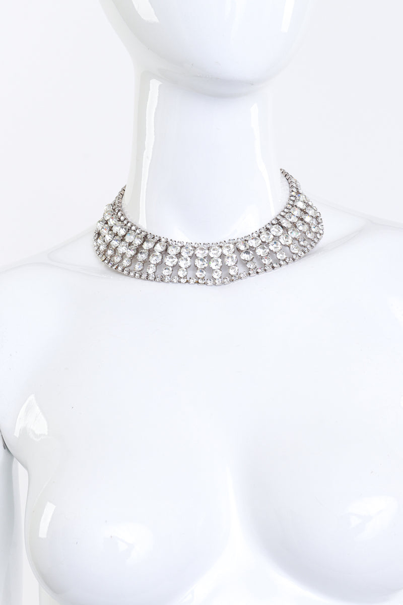 Vintage Rhinestone Bib Collar Necklace on mannequin @recess la