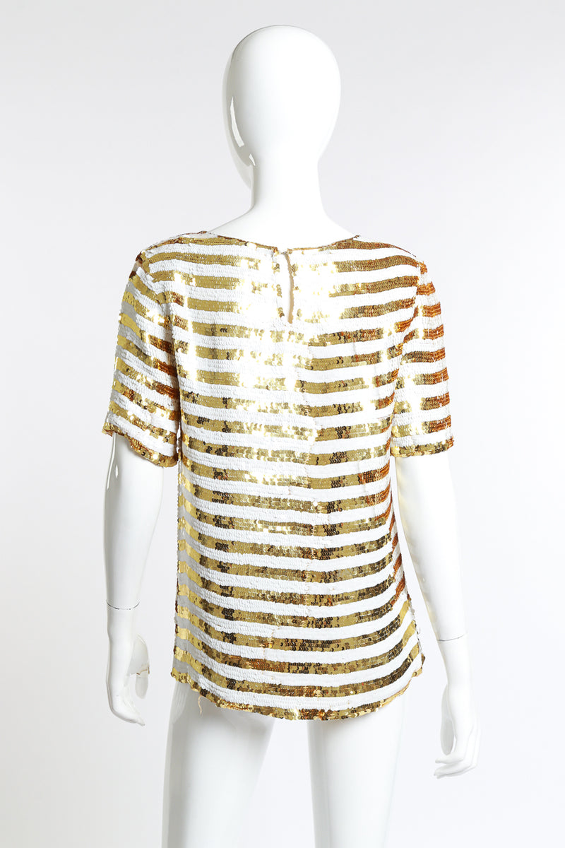 Vintage Neiman Marcus Striped Anchor Sequin Top back on mannequin @recess la