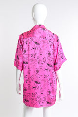 Vintage Nicole Miller Tattoo Print Silk Button Up back on mannequin @recess la