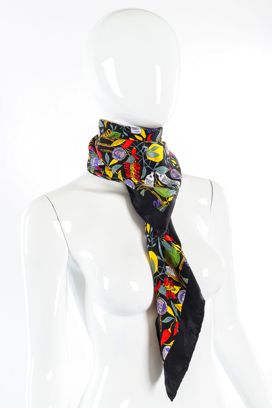 Nicole Miller Absolut Vodka Silk Scarf tied on mannequin @Recessla