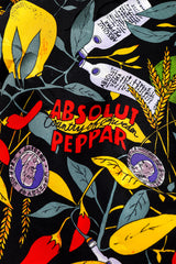 Nicole Miller Absolut Vodka Silk Scarf absolut peppar motif closeup @Recessla