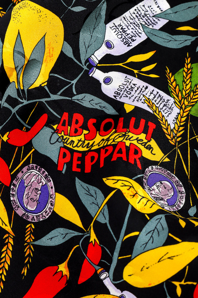 Nicole Miller Absolut Vodka Silk Scarf absolut peppar motif closeup @Recessla