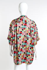 Vintage Nicole Miller Concert Ticket Silk Button Up back on mannequin @recess la