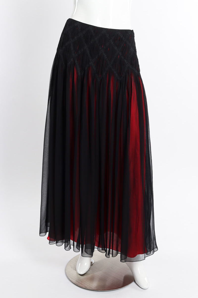 Vintage Neil Bieff Pleated Chiffon Skirt front on mannequin @recessla