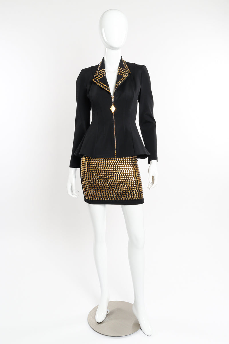 Vintage Disc Stud Jacket & Skirt Set on mannequin @recessla