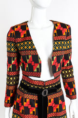 Vintage Mignon Geometric Bolero Jacket & Skirt Set front on mannequin closeup @recessla