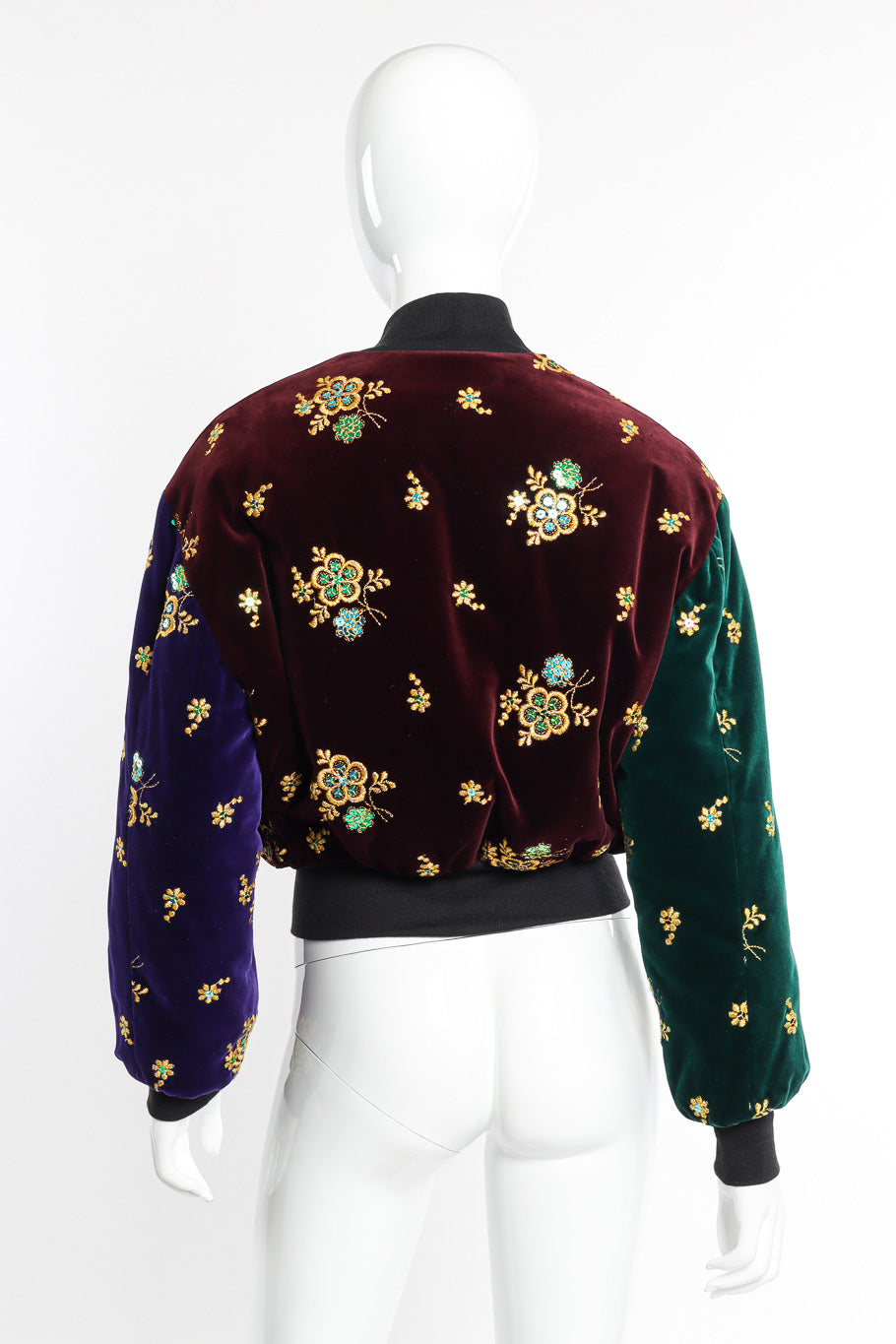 1989 F/W Sequined Velvet Bomber by Ozbek on mannequin back @recessla