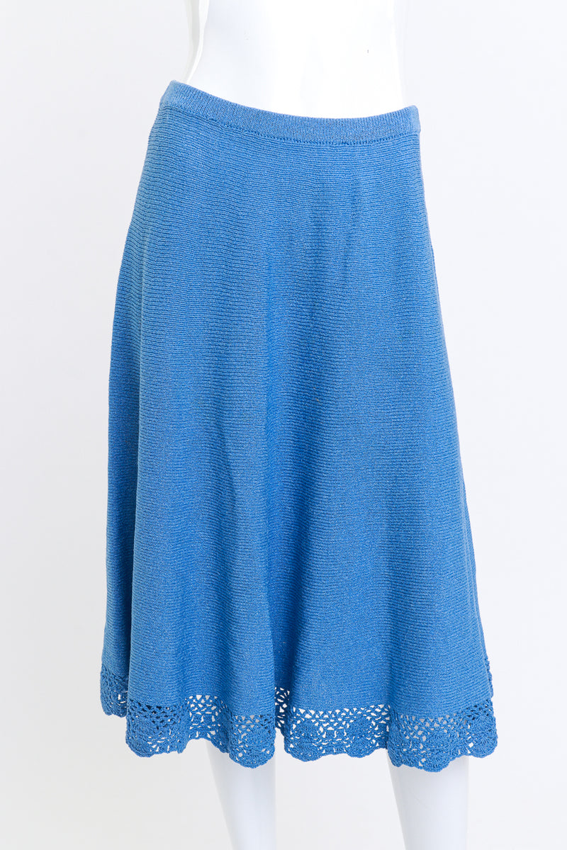 Oscar de la Renta Crochet Fan Knit Skirt Set skirt front on mannequin @RECESS LA