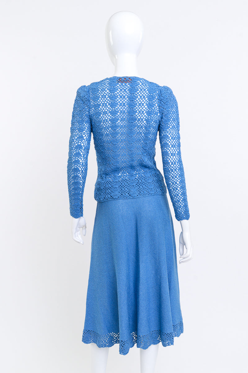 Oscar de la Renta Crochet Fan Knit Skirt Set back on mannequin @RECESS LA