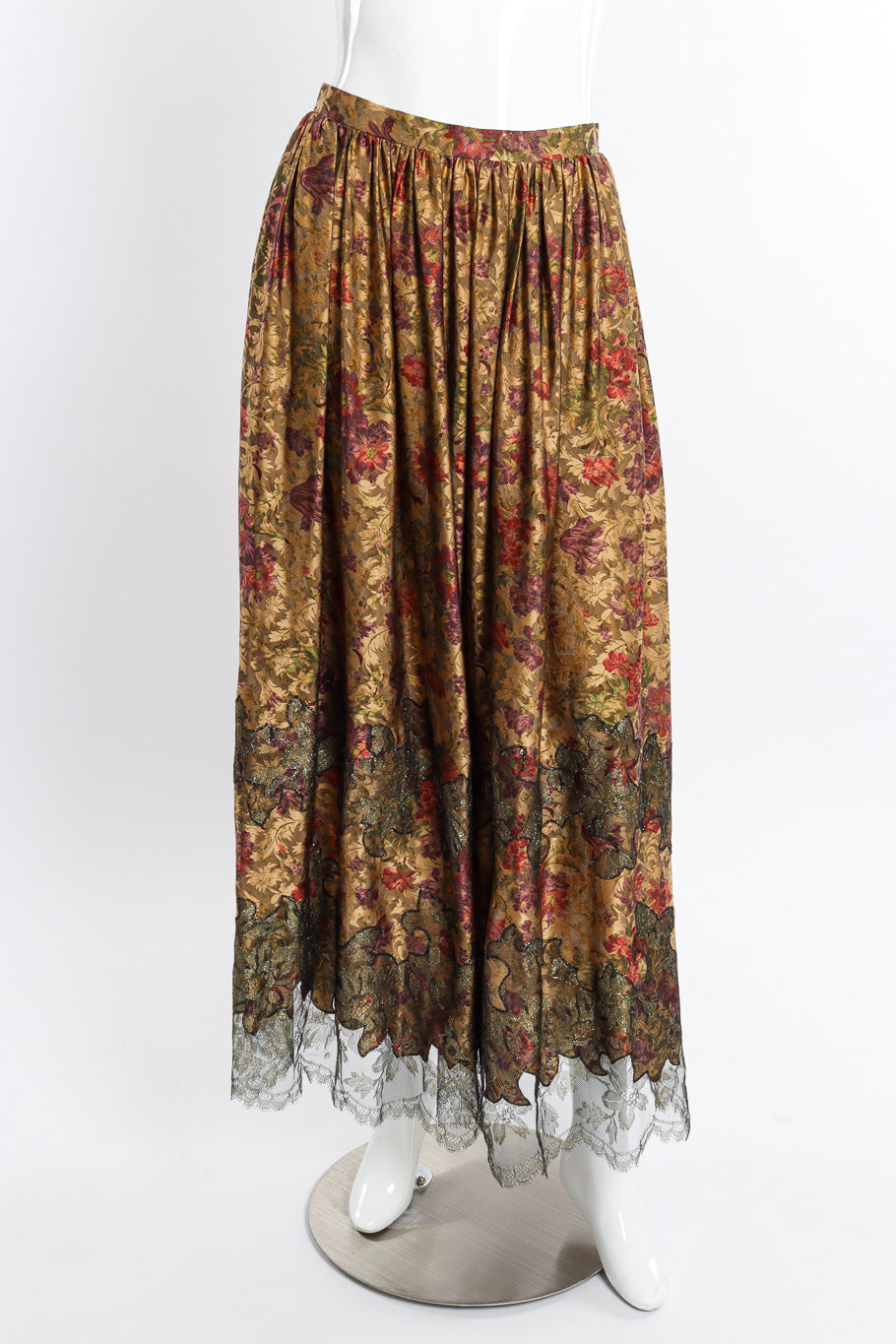 Vintage Oscar de la Renta Damask Jacquard Top and Skirt Set skirt front on mannequin @recessla