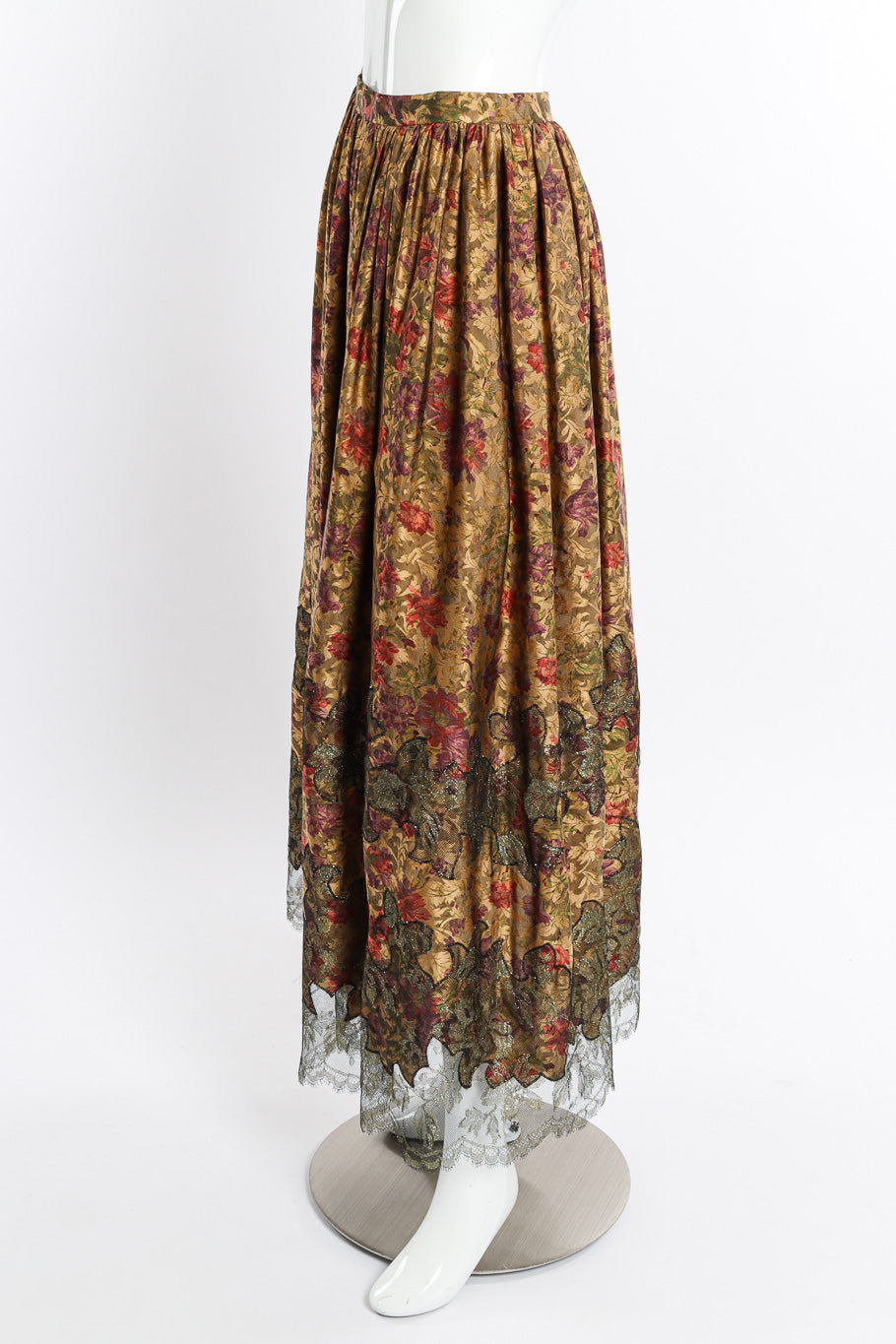 Vintage Oscar de la Renta Damask Jacquard Top and Skirt Set skirt side on mannequin @recessla