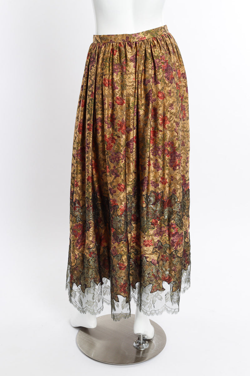 Vintage Oscar de la Renta Damask Jacquard Top and Skirt Set skirt back on mannequin @recessla