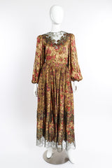 Vintage Oscar de la Renta Damask Jacquard Top and Skirt Set front on mannequin @recessla