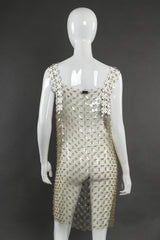 Paco Rabanne Clear Vinyl Disc Dress back view on mannequin on black backdrop @Recessla