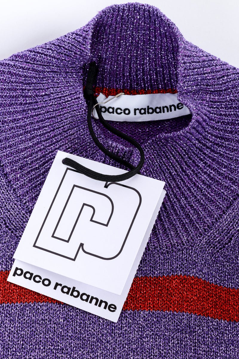 Paco Rabanne Striped Metallic Knit Maxi Dress label at Recess LA