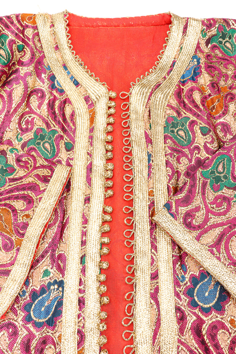 Embroidered vintage brocade duster neckline close  @recessla