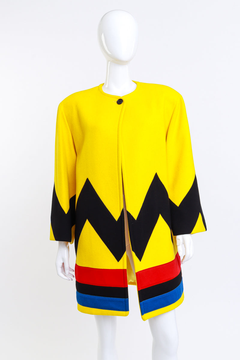 1991 Portfolio Wool Color Block Coat by Perris Ellis on mannequin @recessla