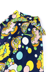 Vintage Peter Max Psychedelic Poppy Print Skirt front waist closeup @Recessla