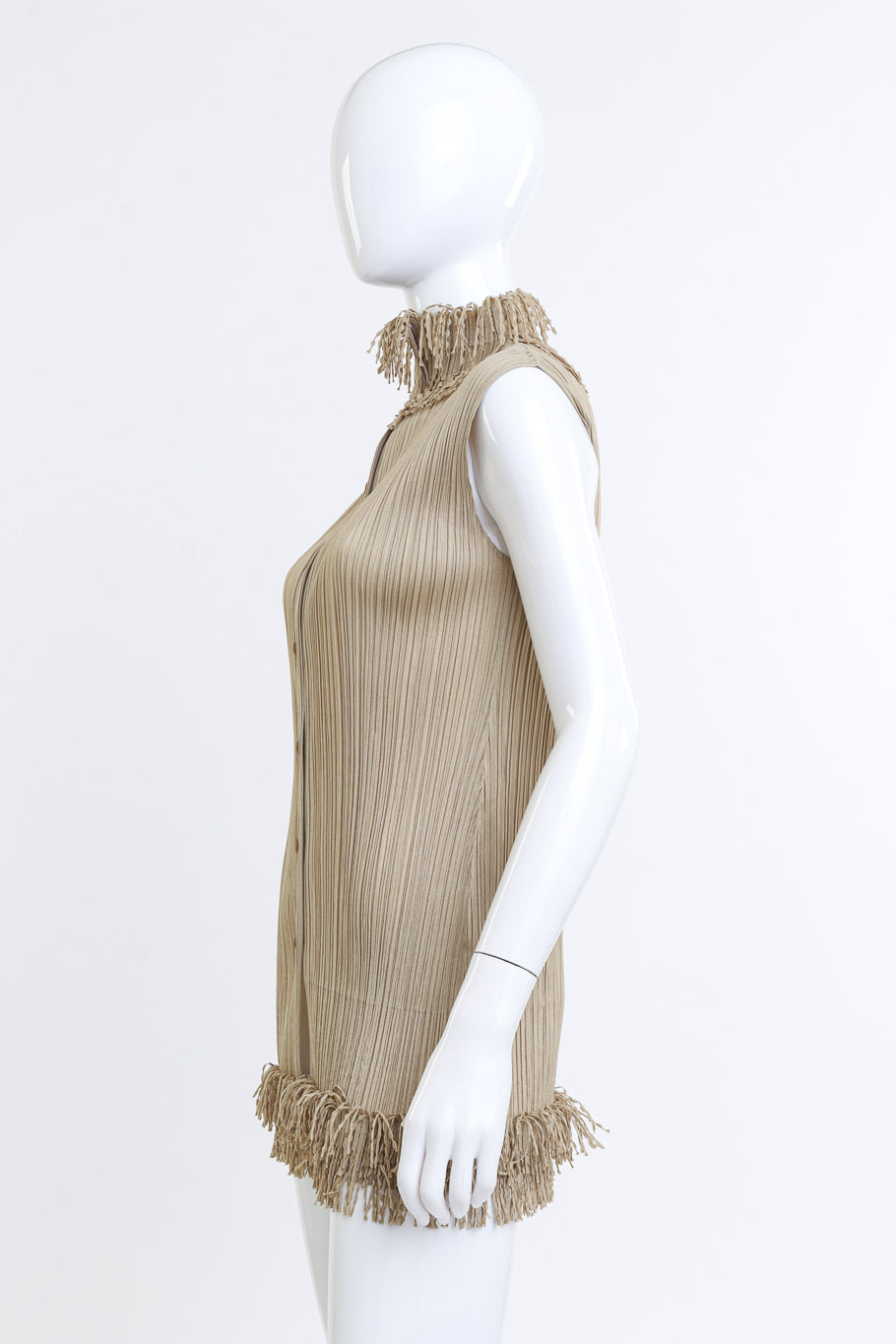 Issey Miyake Plissé Fringed Roll-Neck Top on mannequin @RECESS LA