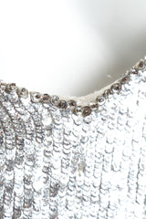 Vintage Pamela Dennis Strappy Metallic Sequin Dress V neck closeup on mannequin @recess la