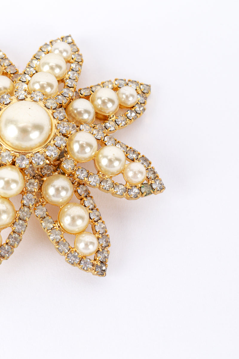 Vintage Marie Ferrá Pearl & Rhinestone Flower Earrings wear @RECESS LA