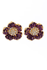 Vintage Prince Kamy Yar Crystal Flower Earrings front view @recessla