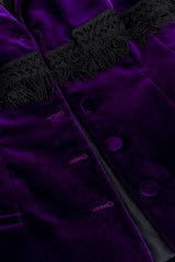 Vintage Plein Sud Velvet Fringe Jacket button closure closeup @recess la