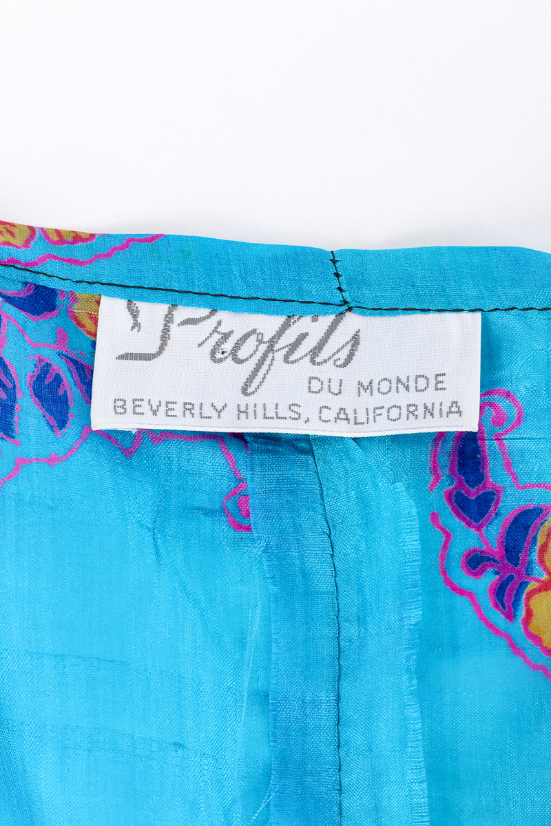 Vintage Profils du Monde Paisley Silk Caftan signature label @recess la