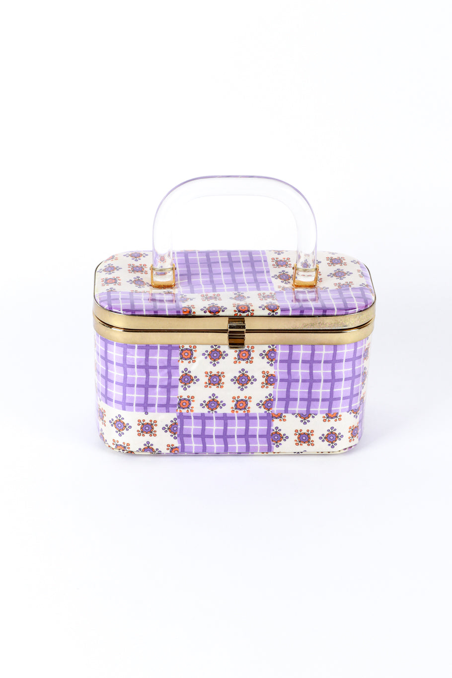 Vintage JB Lou Gingham Box Bag & Scarf Set bag front @recess la