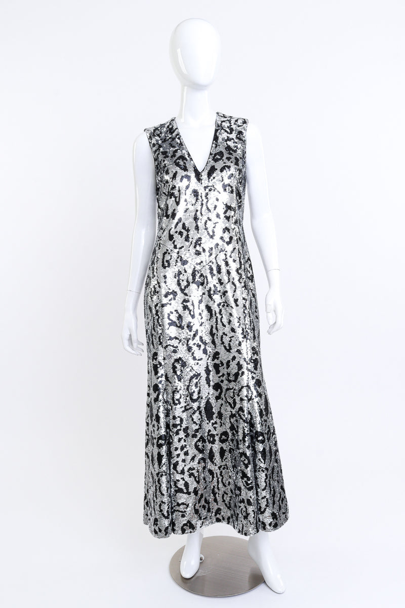 Roberto Cavalli 2016 Resort Collection Snow Leopard Sequin Gown on mannequin @RECESS LA