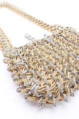 Vintage Raoul Calabro Mixed Metal Chainmail Shoulder Bag closeup on white backdrop @Recessla