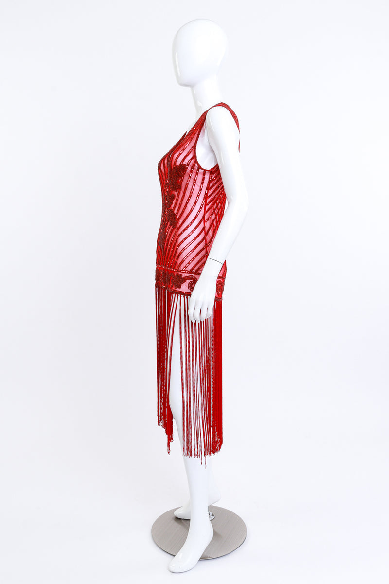 Scarlet Sequin & Fringe Gatsby Dress on mannequin @RECESS LA